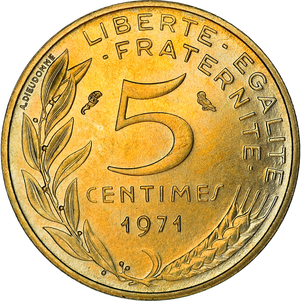 Coin, France, Marianne, 5 Centimes, 1971, Paris, MS(63), Aluminum-Bronze