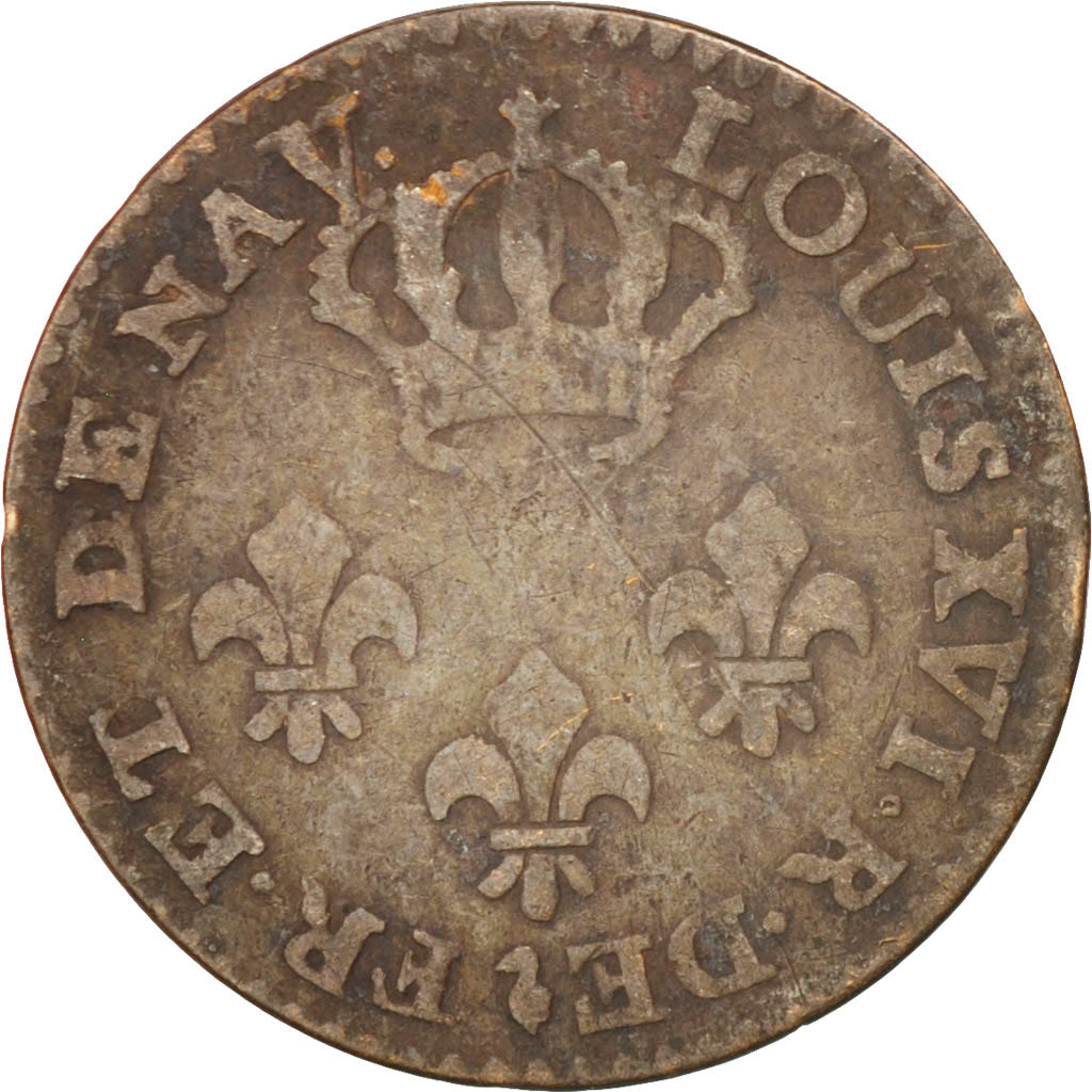 FRENCH GUIANA, 2 Sous, 1789, Paris, KM #1, VF(20-25), Billon, 23, 1.81