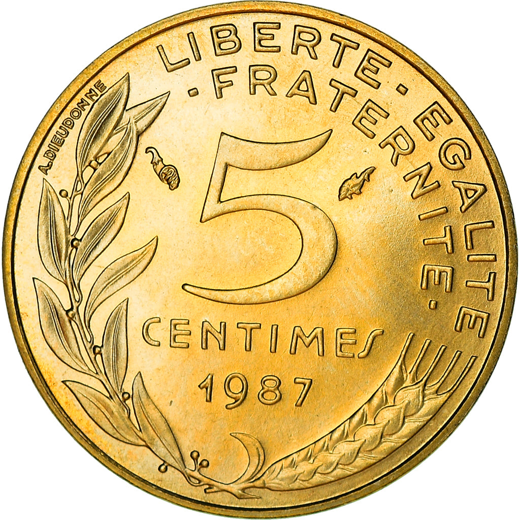 Coin, France, Marianne, 5 Centimes, 1987, Paris, MS(60-62), Aluminum-Bronze
