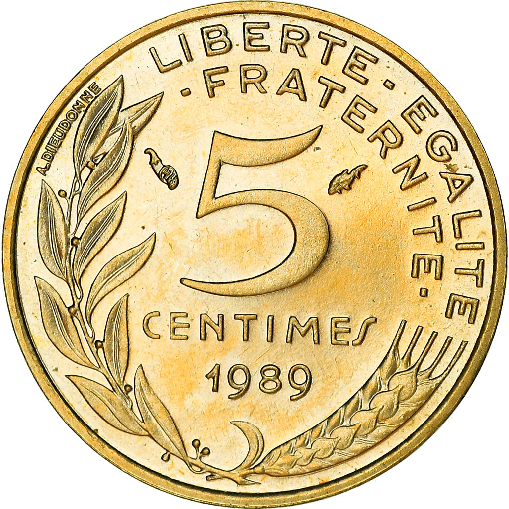 Coin, France, Marianne, 5 Centimes, 1989, Paris, MS(64), Aluminum-Bronze