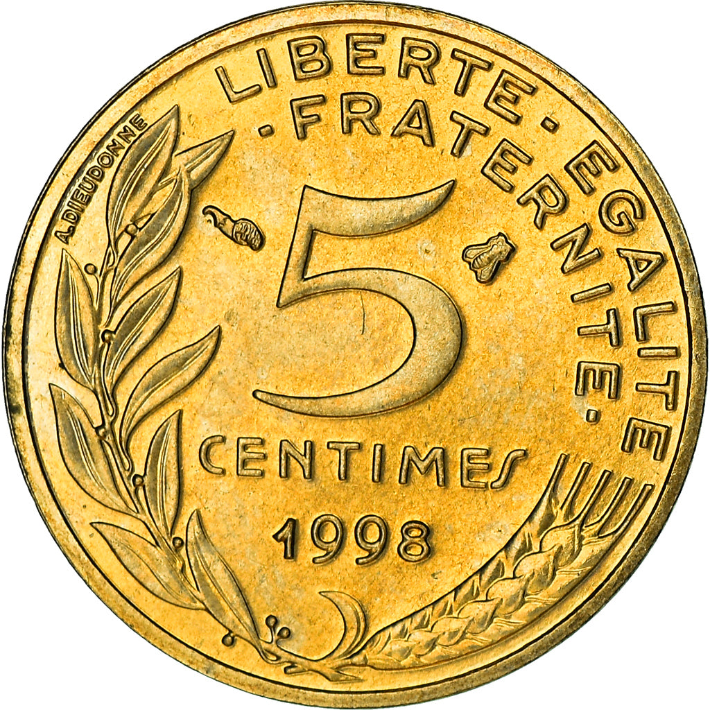 Coin, France, Marianne, 5 Centimes, 1998, Paris, MS(60-62), Aluminum-Bronze