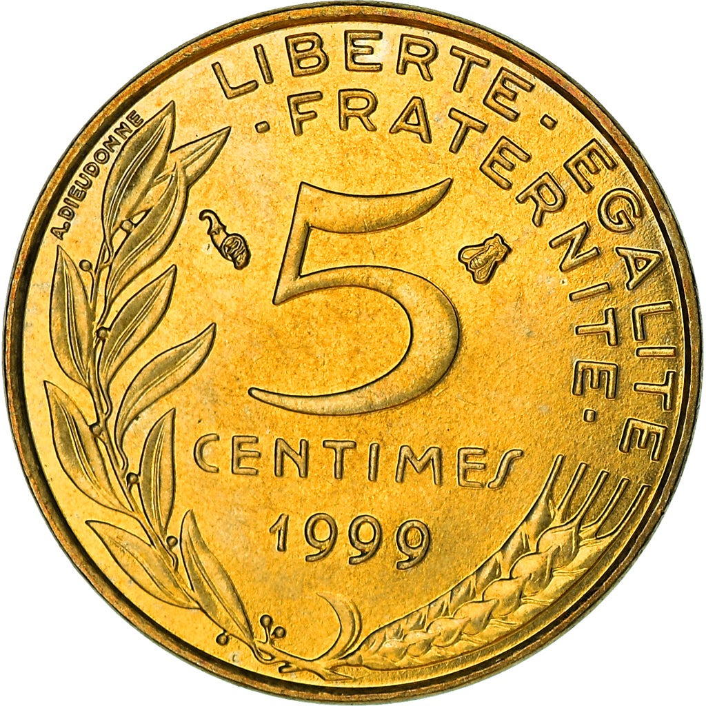 Coin, France, Marianne, 5 Centimes, 1999, Paris, MS(60-62), Aluminum-Bronze