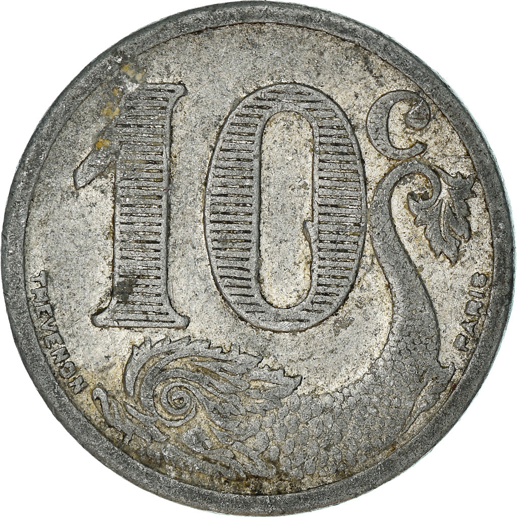 Moneda, Francia, 10 Centimes, 1922, BC, Aluminio, Elie:10.5