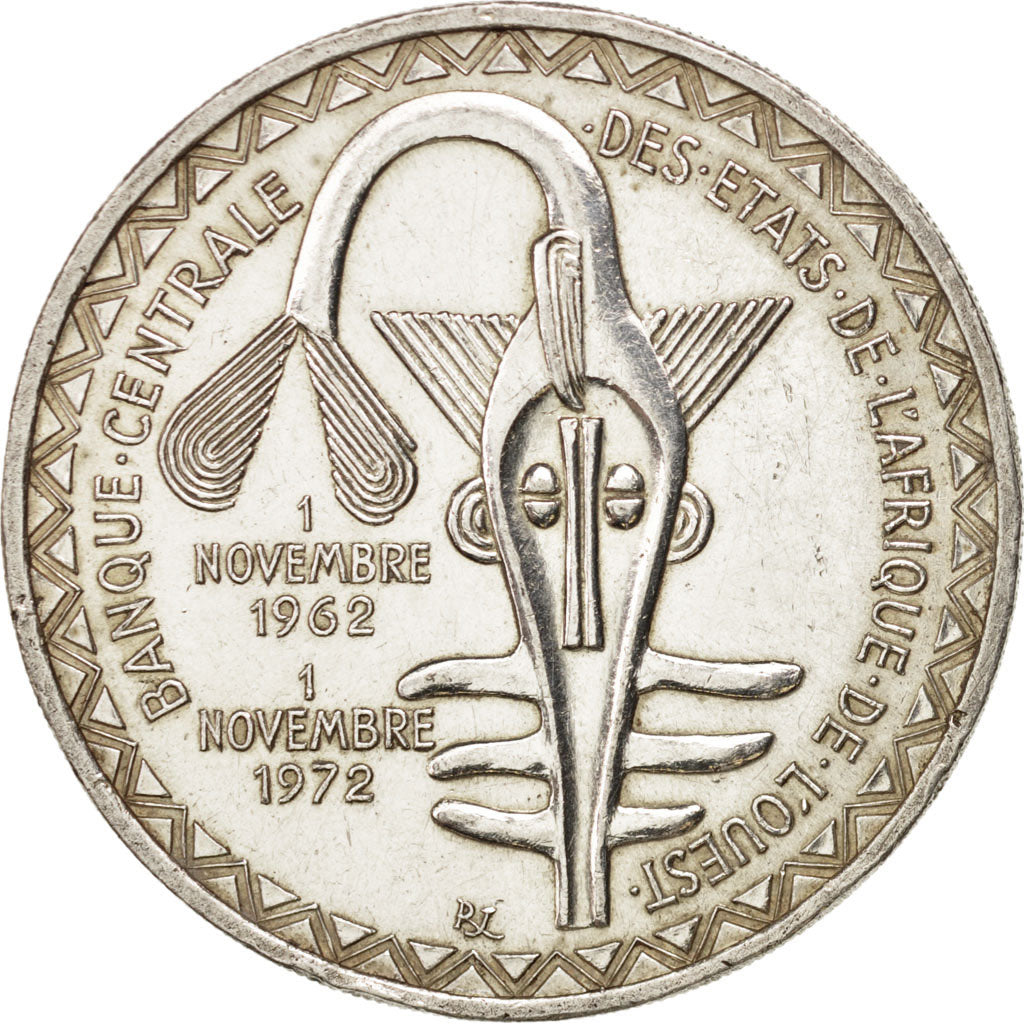 WEST AFRICAN STATES, 500 Francs, 1972, KM #7, AU(55-58), Silver, 37, 25.05