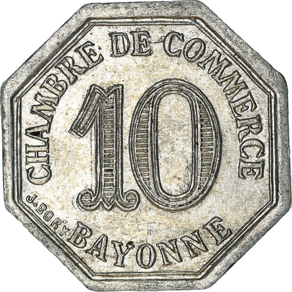 Coin, France, Chambre de Commerce, Bayonne, 10 Centimes, 1920, AU(55-58)