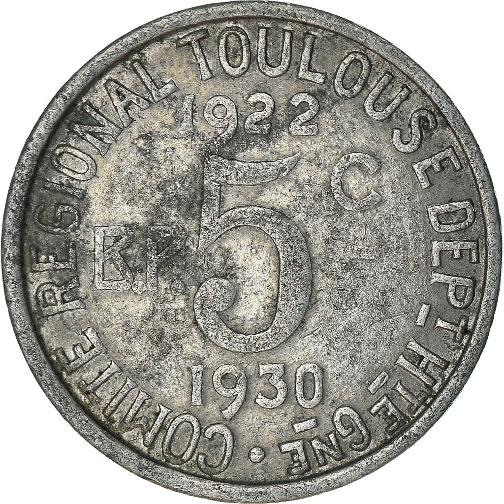 Coin, France, Union Latine, Comité Régional, Toulouse, 5 Centimes, 1922-1930