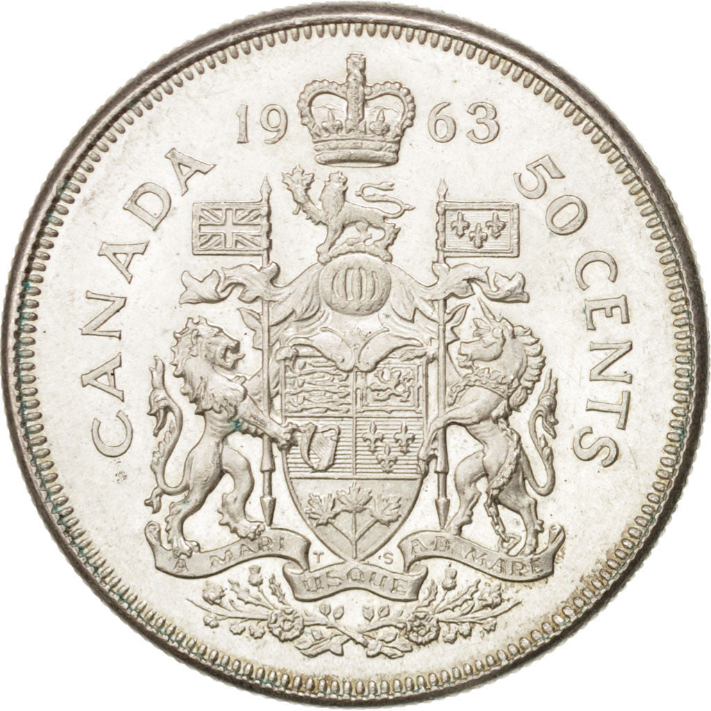 CANADA, 50 Cents, 1963, Royal Canadian Mint, KM #56, MS(63), Silver, 29.7, 11.67