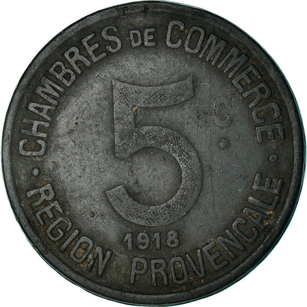 Coin, France, Chambres de Commerce de la Région Provençale, 5 Centimes, 1918