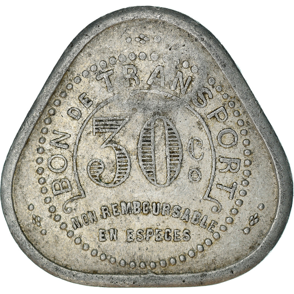 Munten, Frankrijk, Compagnie des Tramways, Nantes, 30 Centimes, ZF+, Aluminium