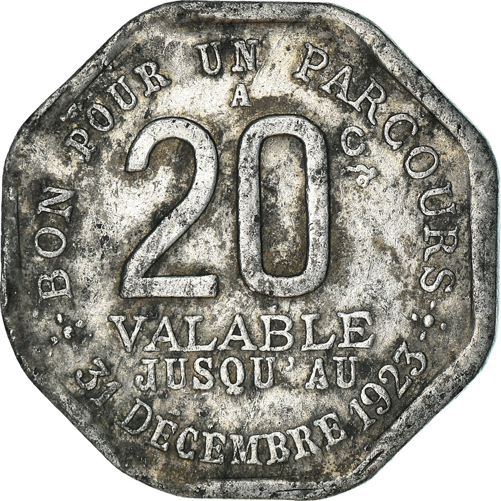 Coin, France, Transport en Commun Région Parisienne, Paris, 20 Centimes