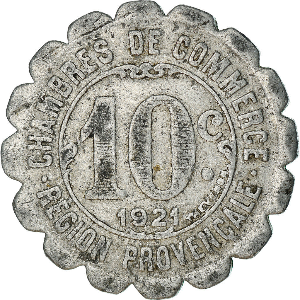Coin, France, Chambres de Commerce de la Région Provençale, 10 Centimes, 1921