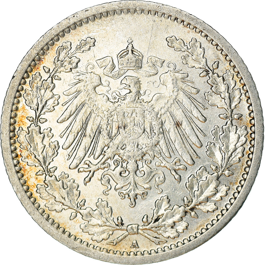 Moneta, GERMANIA - IMPERO, 1/2 Mark, 1907, Berlin, BB+, Argento, KM:17