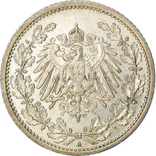 Moneta, GERMANIA - IMPERO, 1/2 Mark, 1915, Berlin, BB+, Argento, KM:17