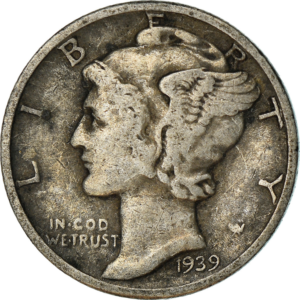 Munten, Verenigde Staten, Mercury Dime, Dime, 1939, Philadelphia, FR+, Zilver