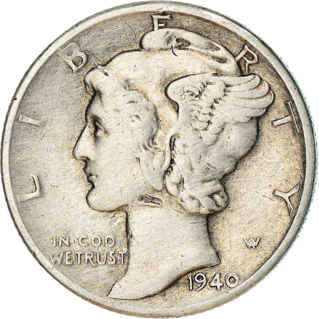 Munten, Verenigde Staten, Mercury Dime, Dime, 1940, U.S. Mint, Philadelphia