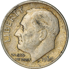 Monnaie, États-Unis, Roosevelt Dime, Dime, 1960, U.S. Mint, Philadelphie, TB+