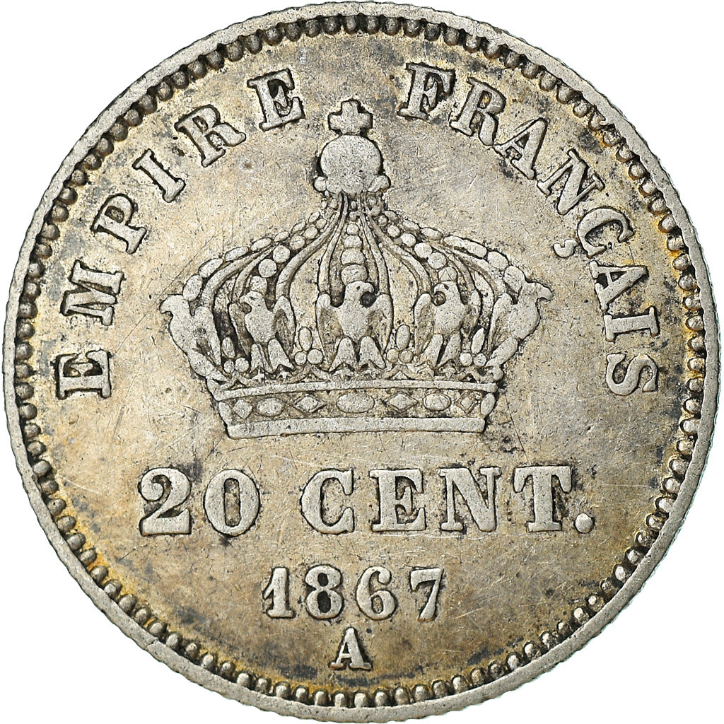 Munten, Frankrijk, Napoleon III, Napoléon III, 20 Centimes, 1867, Paris, ZF+