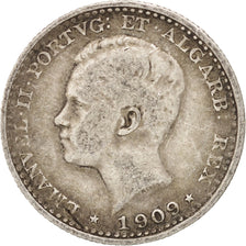 PORTUGAL, 100 Reis, 1909, KM #548, VF(30-35), Silver, 20, 2.52