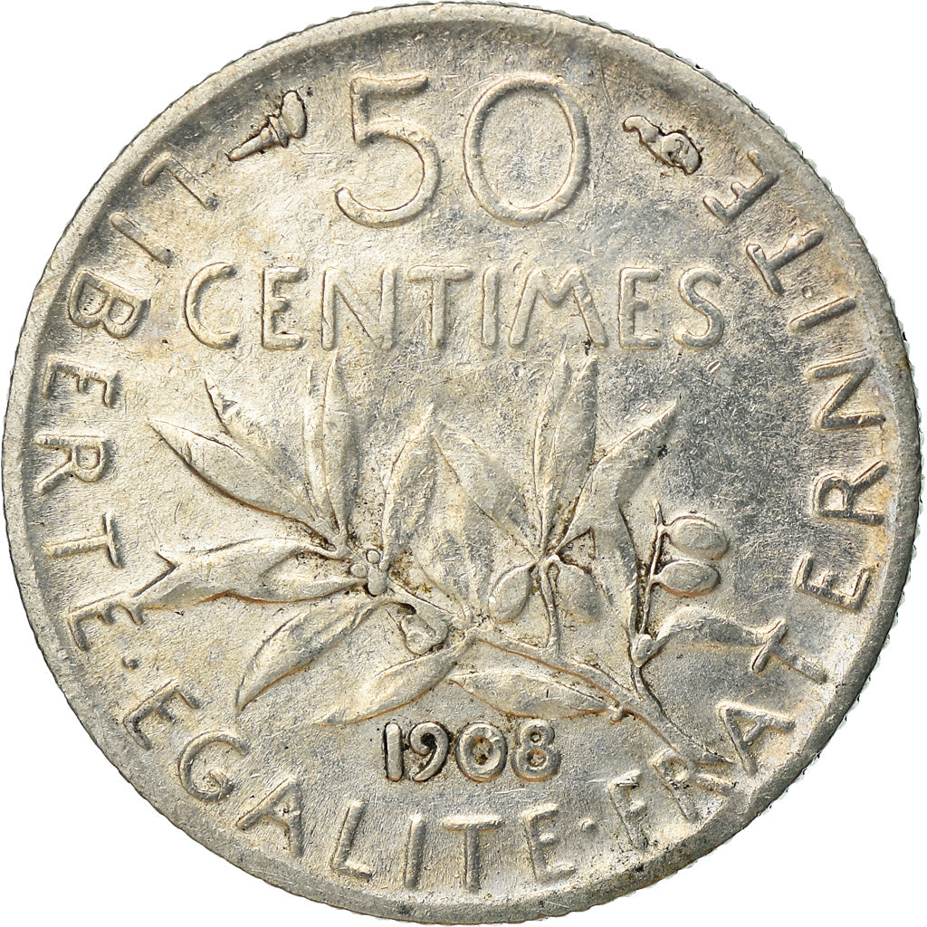 Münze, Frankreich, Semeuse, 50 Centimes, 1908, Paris, SS, Silber, KM:854