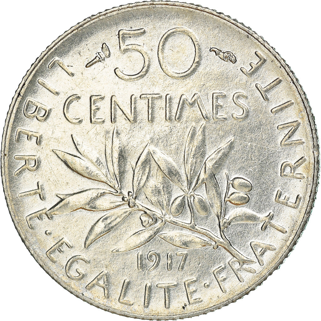Moneta, Francia, Semeuse, 50 Centimes, 1917, Paris, SPL, Argento, KM:854