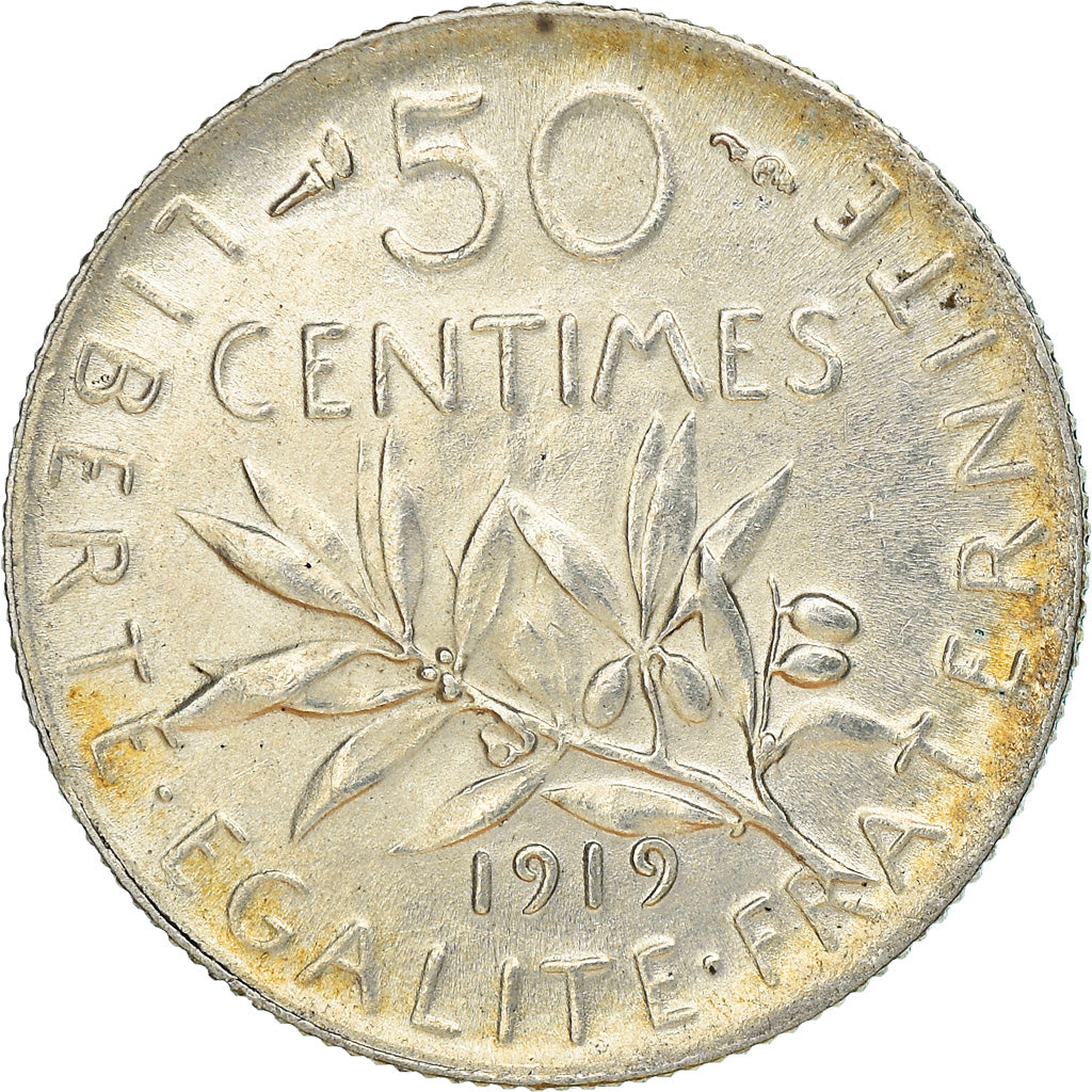 Moneta, Francia, Semeuse, 50 Centimes, 1919, Paris, SPL, Argento, KM:854