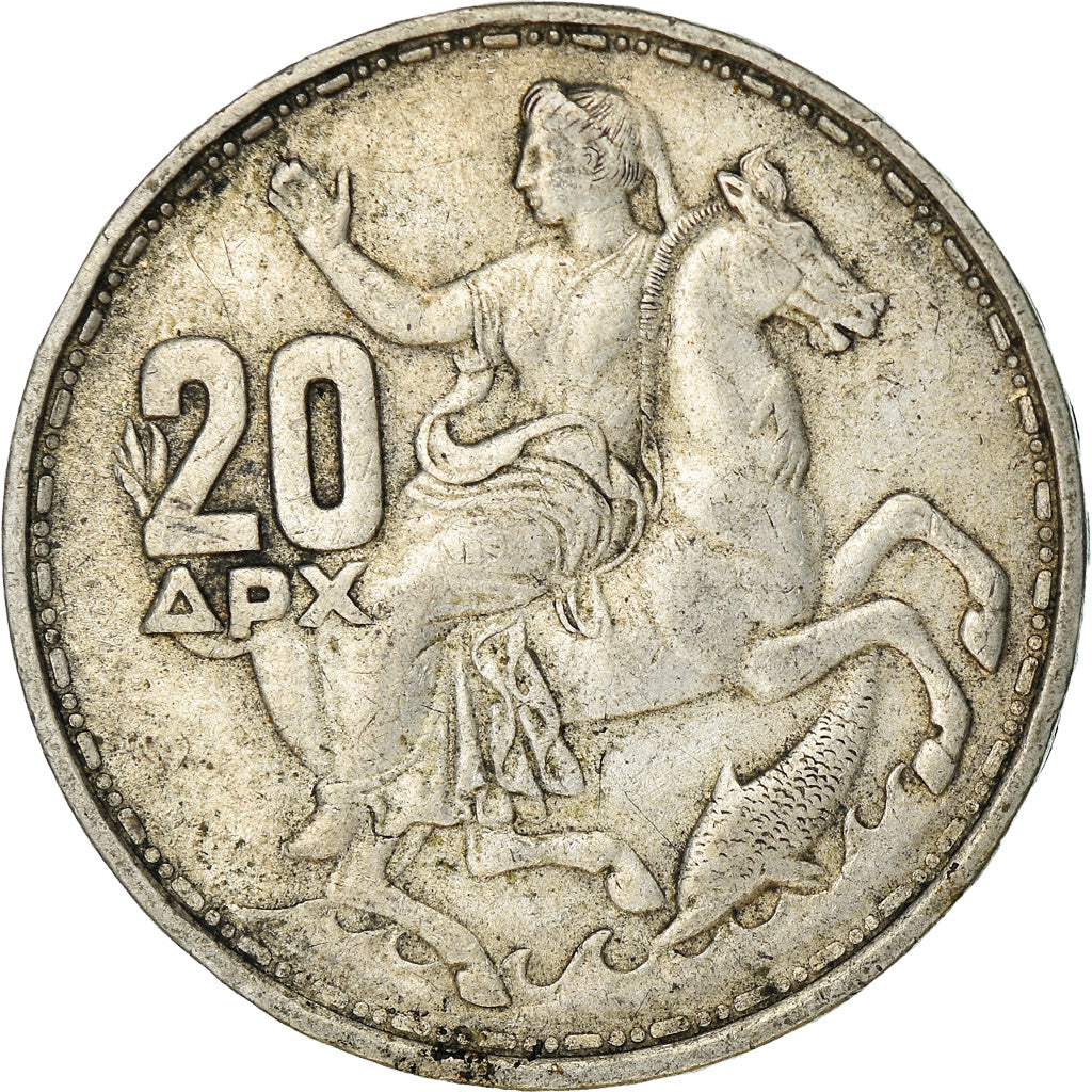 Coin, Greece, 20 Drachmai, 1960, EF(40-45), Silver, KM:73