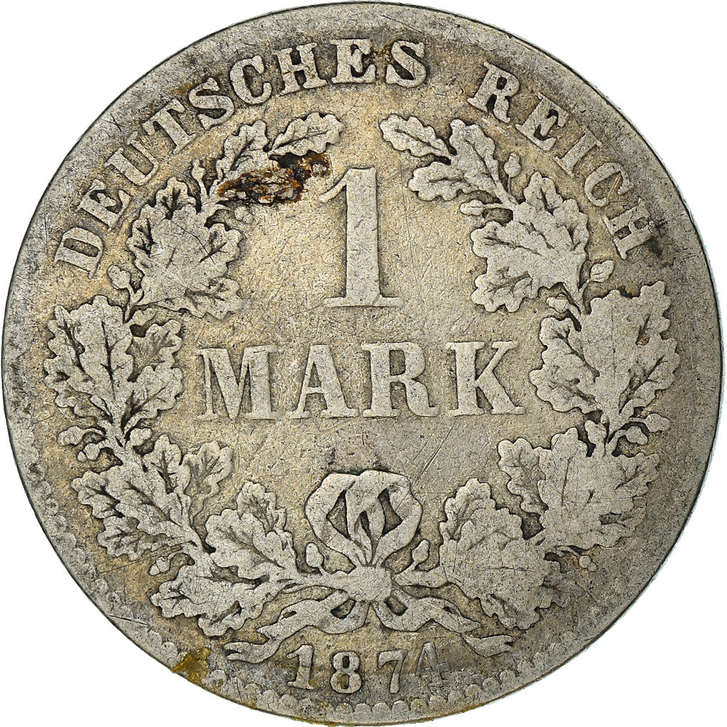 Coin, GERMANY - EMPIRE, Wilhelm I, Mark, 1874, Stuttgart, VF(20-25), Silver