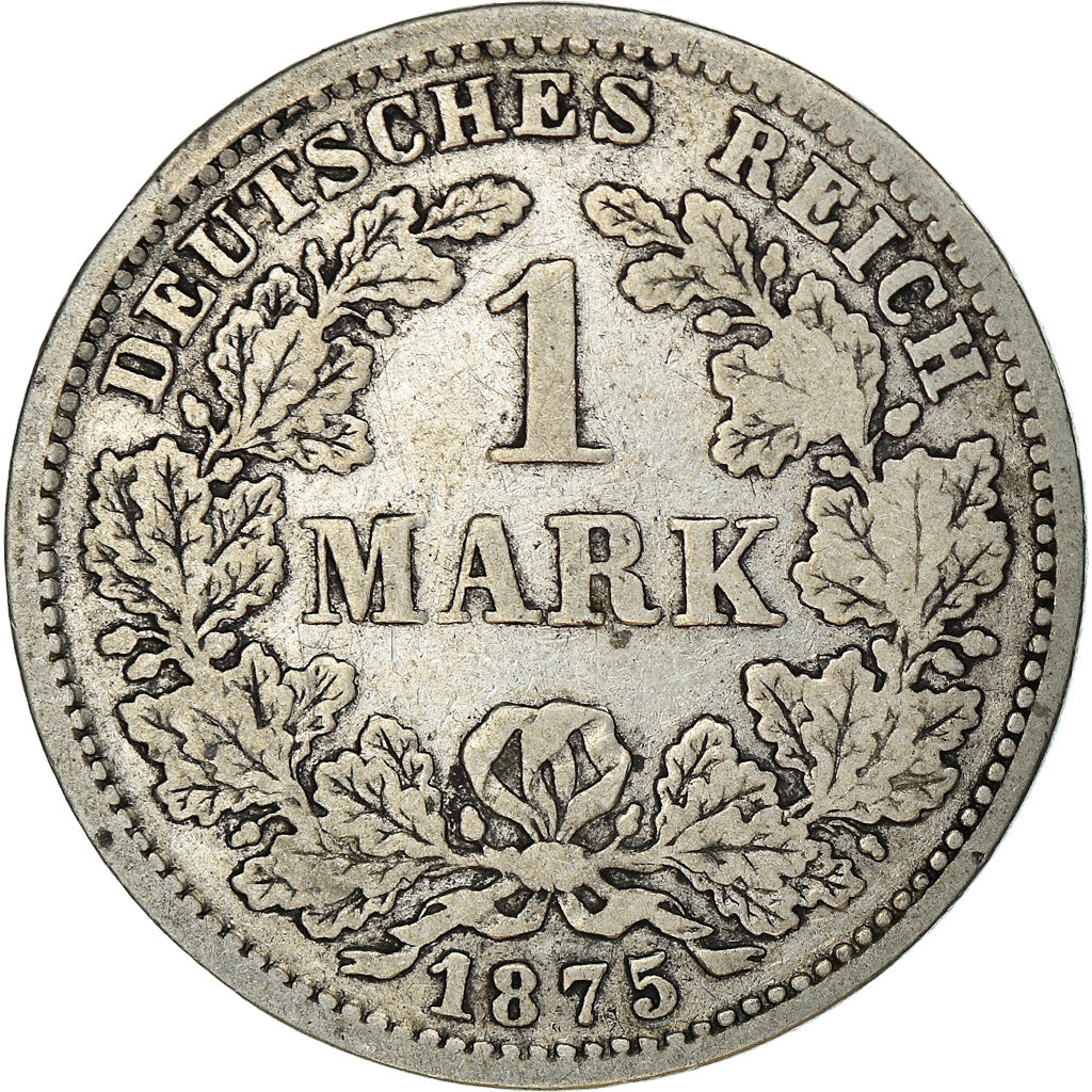 Moeda, ALEMANHA - IMPÉRIO, Wilhelm I, Mark, 1875, Stuttgart, VF(30-35), Prata