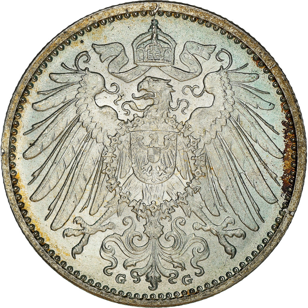 Moneta, GERMANIA - IMPERO, Wilhelm II, Mark, 1914, Karlsruhe, BB+, Argento