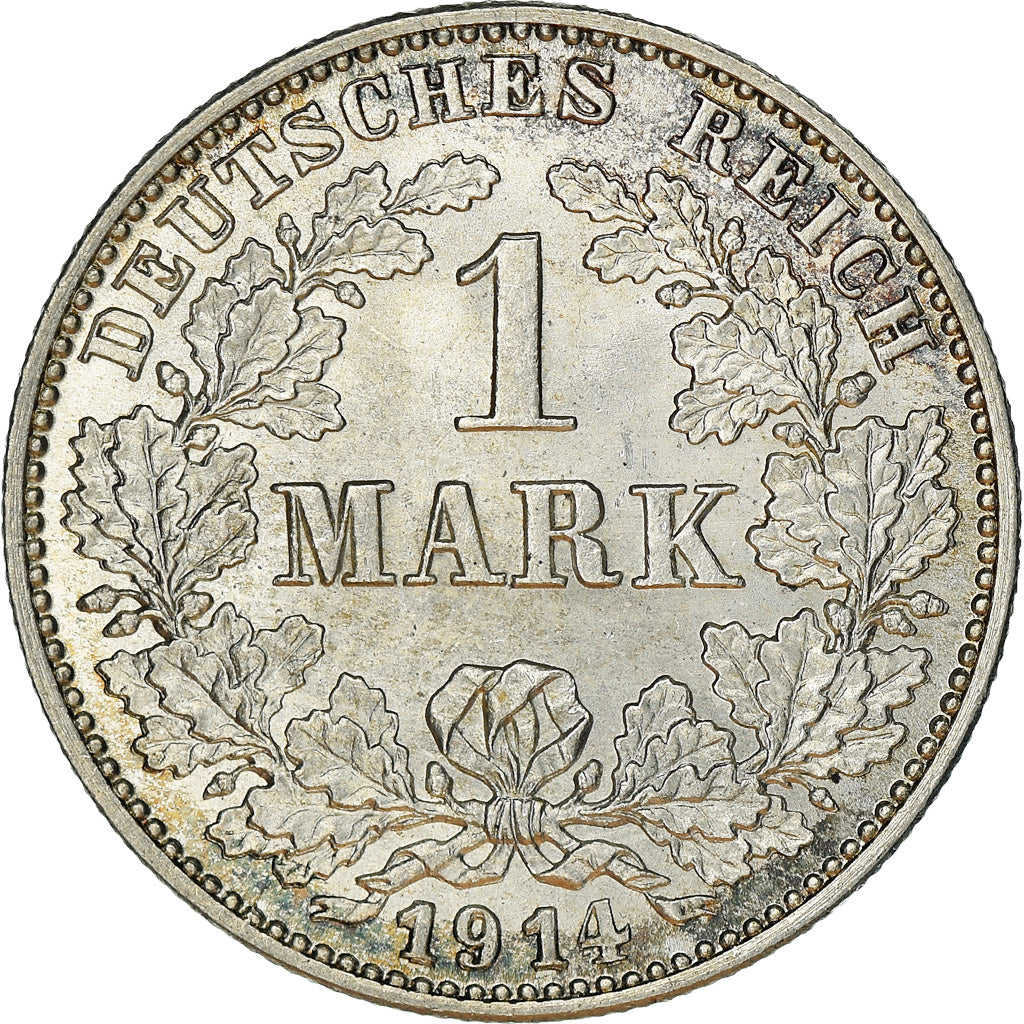 Coin, GERMANY - EMPIRE, Wilhelm II, Mark, 1914, Karlsruhe, MS(64), Silver, KM:14