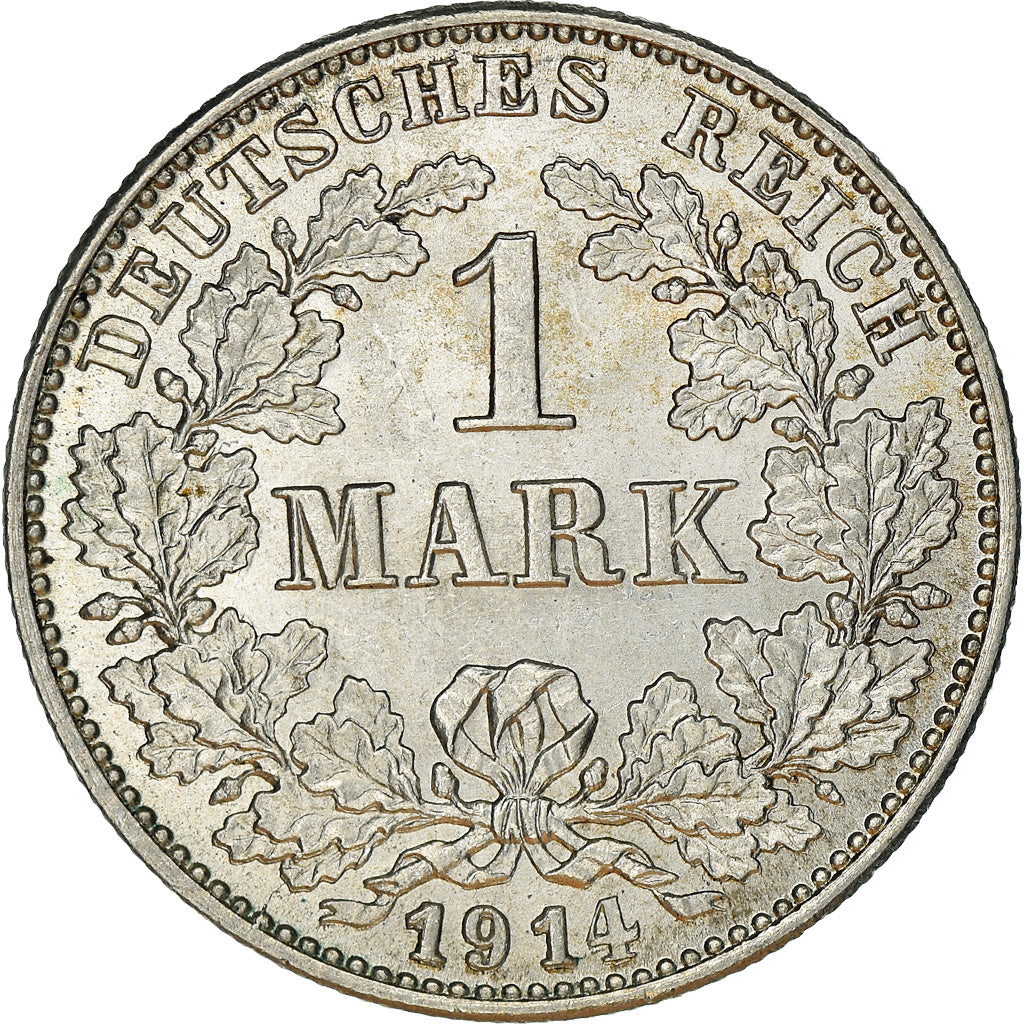 Coin, GERMANY - EMPIRE, Wilhelm II, Mark, 1914, Karlsruhe, MS(64), Silver, KM:14