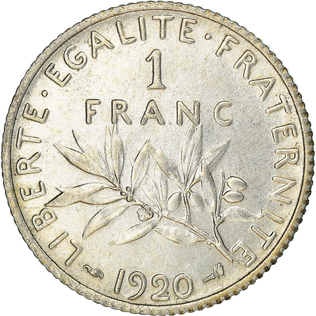 Coin, France, Semeuse, Franc, 1920, Paris, MS(60-62), Silver, KM:844.1