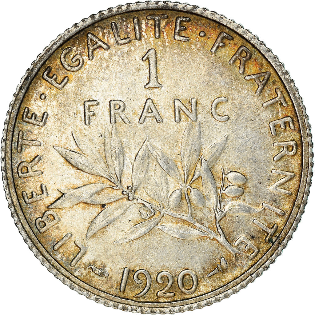 Coin, France, Semeuse, Franc, 1920, Paris, MS(60-62), Silver, KM:844.1