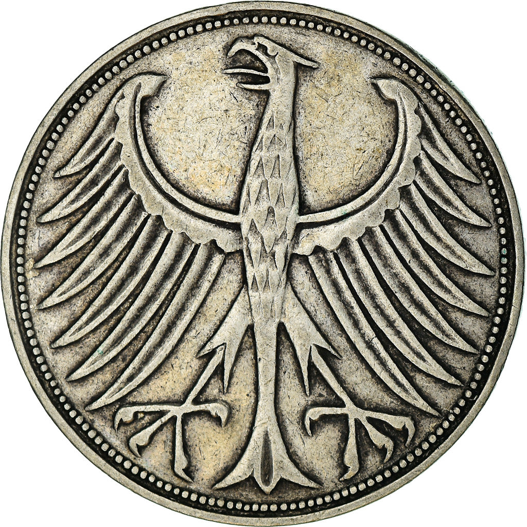 Coin, GERMANY - FEDERAL REPUBLIC, 5 Mark, 1951, Stuttgart, EF(40-45), Silver