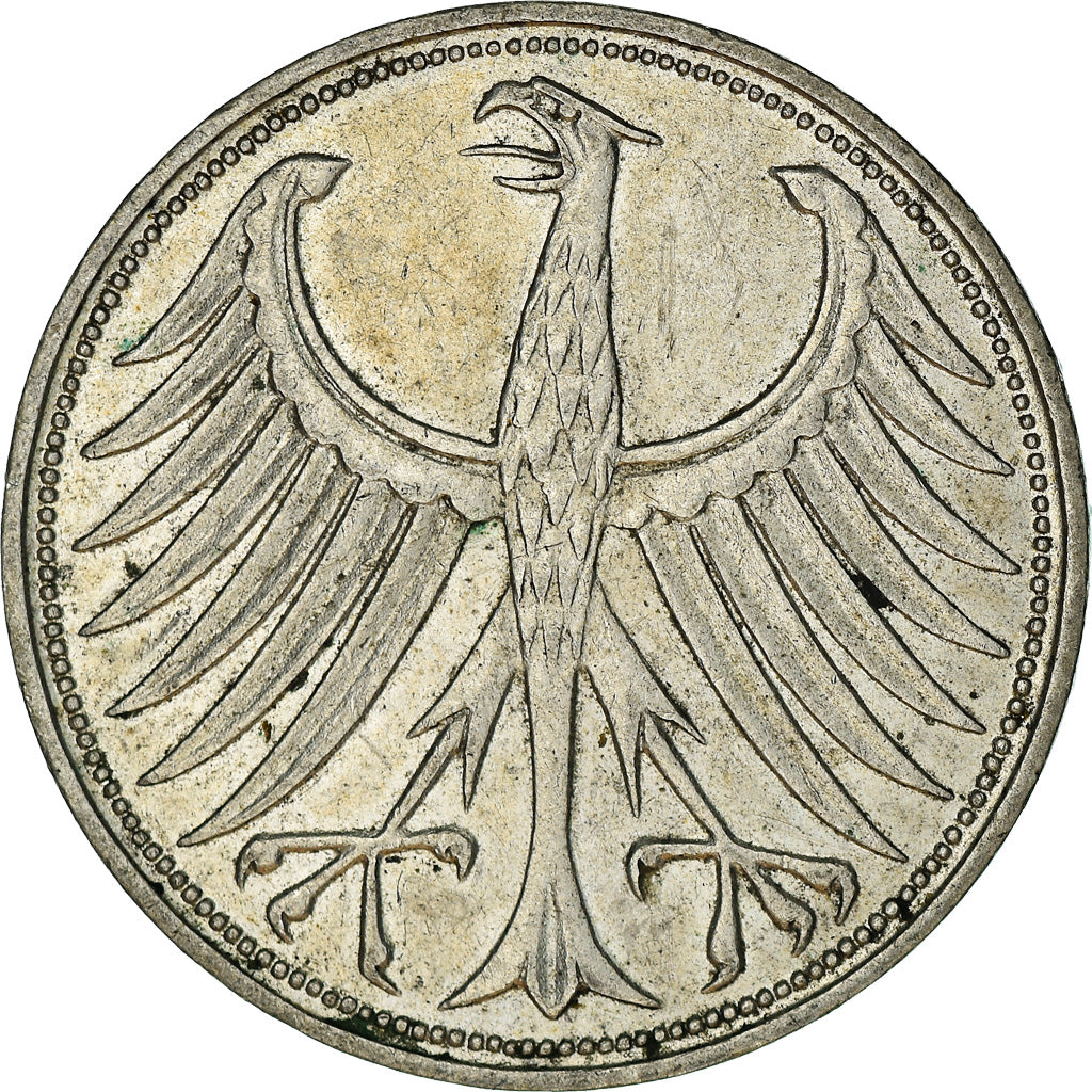 Coin, GERMANY - FEDERAL REPUBLIC, 5 Mark, 1951, Hambourg, EF(40-45), Silver
