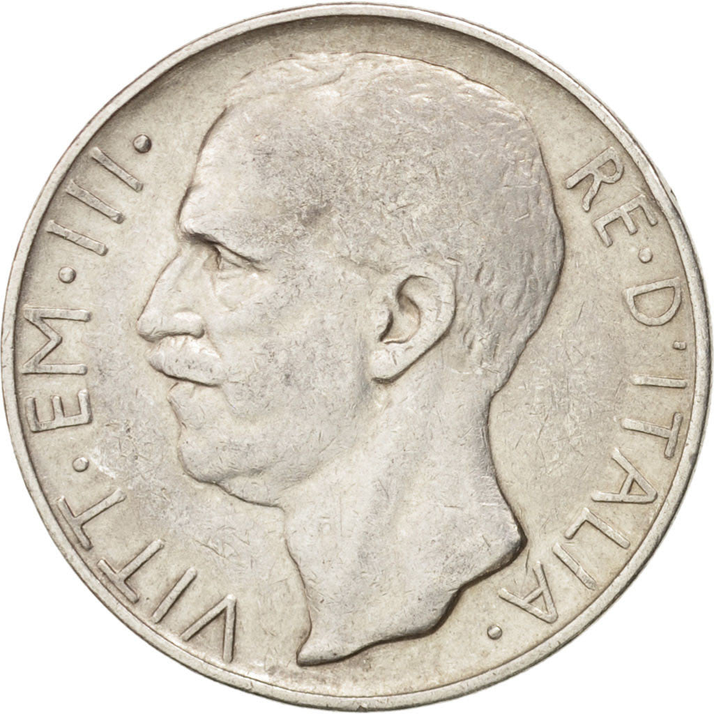 ITALY, 10 Lire, 1927, Rome, KM #68.1, VF(30-35), Silver, 9.90