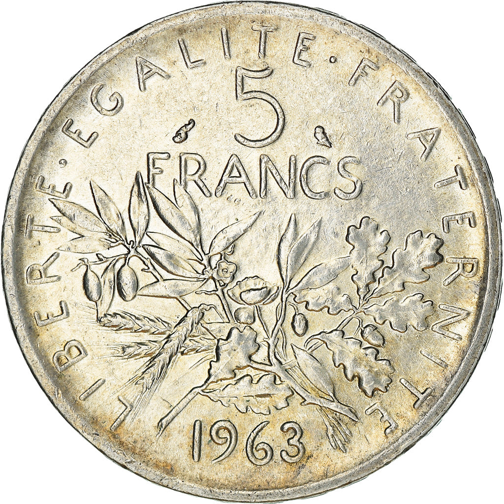 Münze, Frankreich, Semeuse, 5 Francs, 1963, Paris, SS+, Silber, KM:926