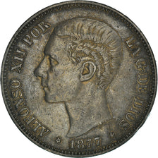 Moneda, España, Alfonso XII, 5 Pesetas, 1877, Madrid, MBC, Plata, KM:676