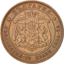 BULGARIA, 10 Stotinki, 1881, KM #3, AU(50-53), Bronze, 30.20, 9.91