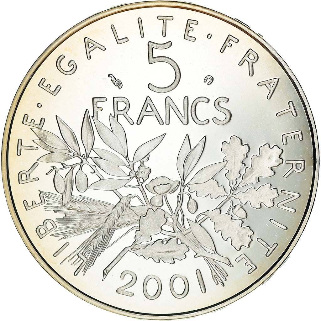 Coin, France, 5 Francs, 2001, Paris, MS(65-70), Silver, KM:1309