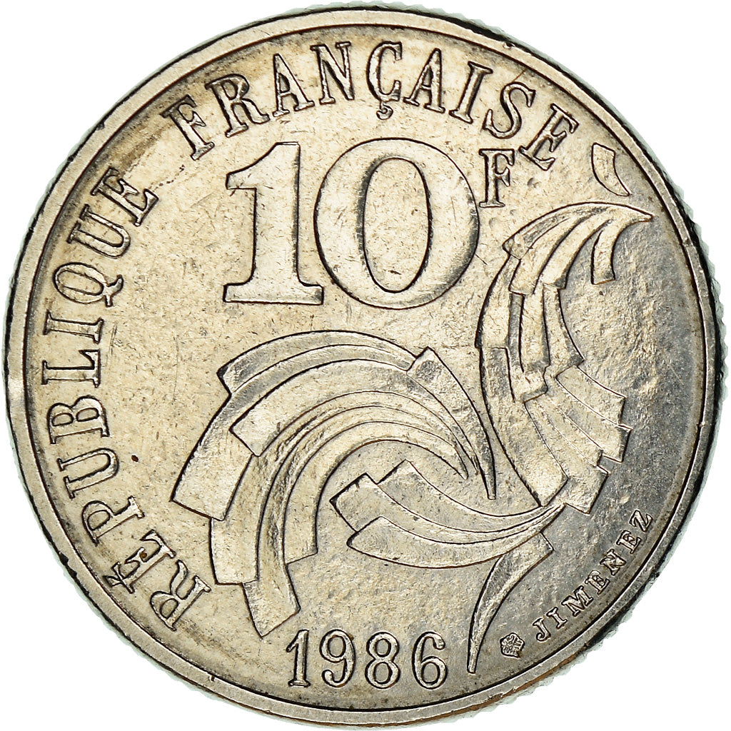 Münze, Frankreich, Jimenez, 10 Francs, 1986, Variety, SS, Nickel, KM:959