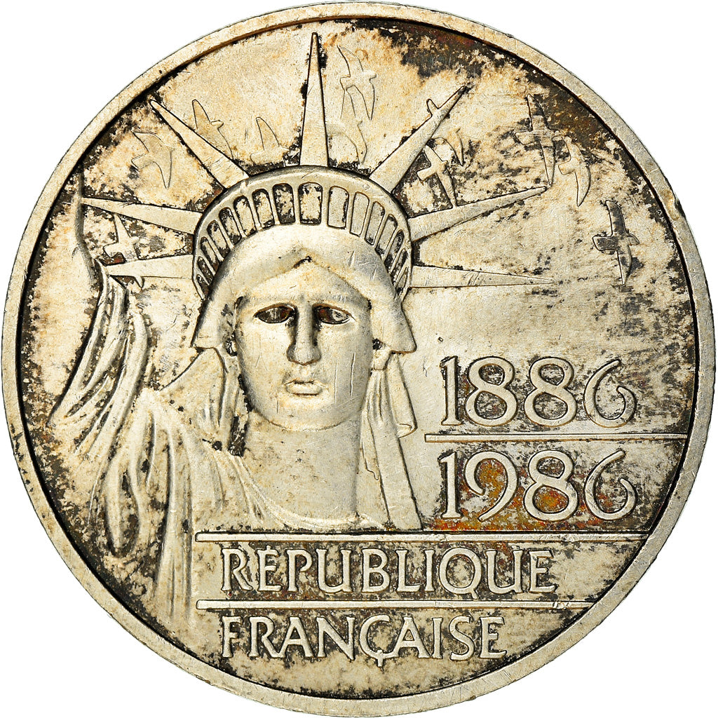 Coin, France, Statue de la Liberté, 100 Francs, 1986, EF(40-45), Silver