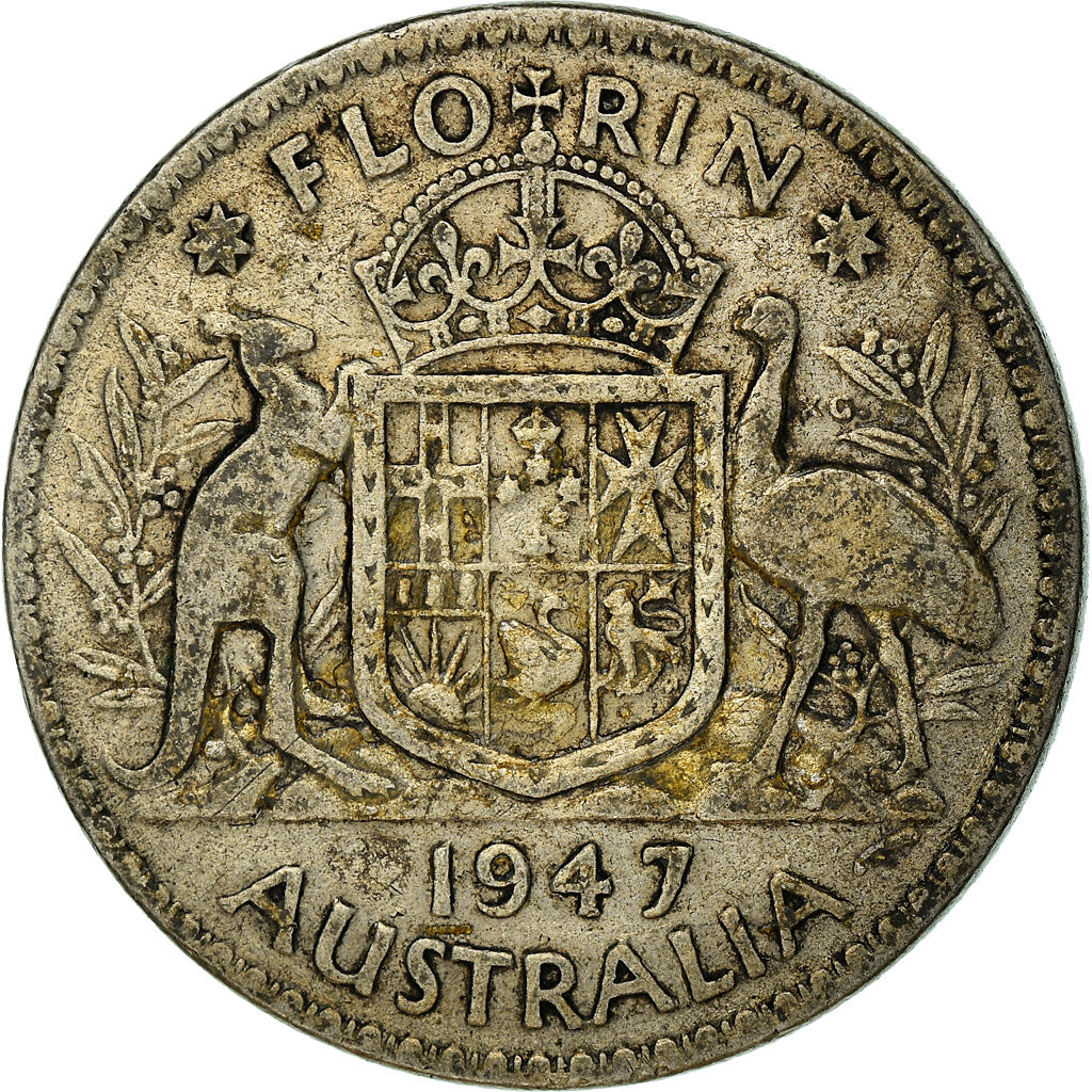 Coin, Australia, George VI, Florin, 1947, Melbourne, VF(30-35), Silver, KM:40a