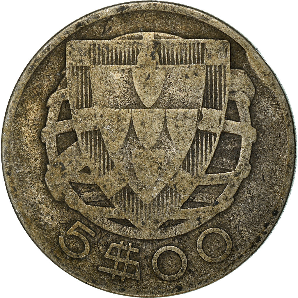 Coin, Portugal, 5 Escudos, 1933, VF(20-25), Silver, KM:581