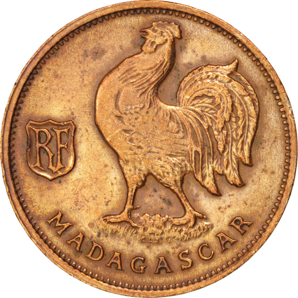 MADAGASCAR, 50 Centimes, 1943, Pretoria, KM #1, AU(50-53), Bronze, Lecompte...