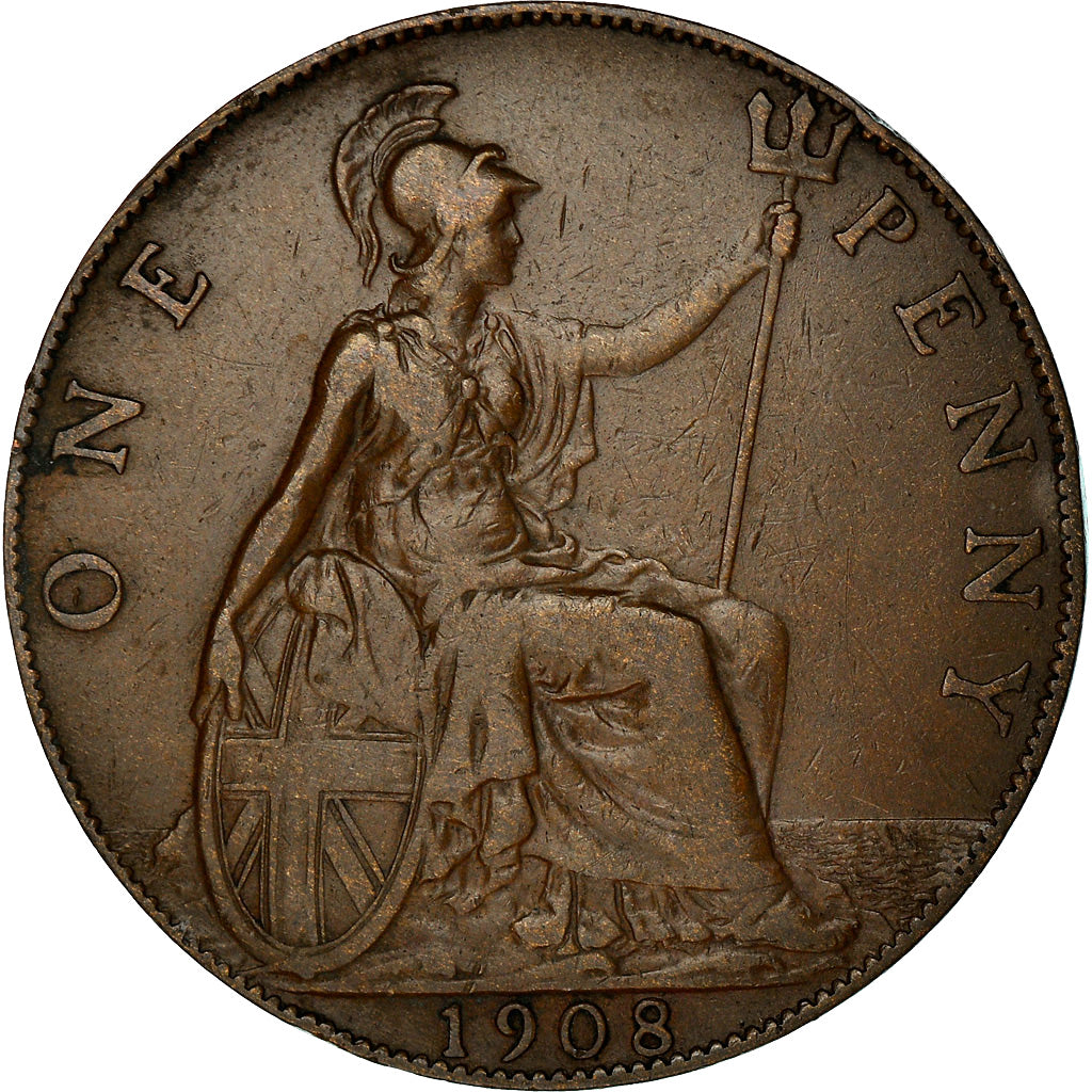 Münze, Großbritannien, Edward VII, Penny, 1908, SS, Bronze, KM:794.2