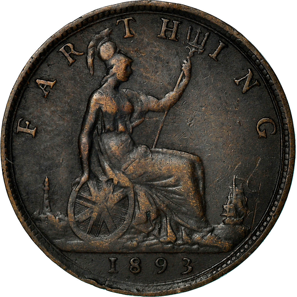 Coin, Great Britain, Victoria, Farthing, 1893, VF(30-35), Bronze, KM:753