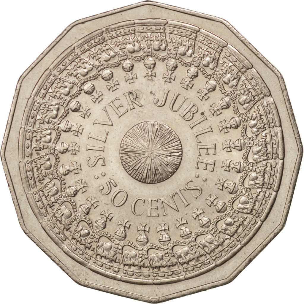 AUSTRALIA, 50 Cents, 1977, KM #70, AU(55-58), Copper-Nickel, 31.65, 15.75
