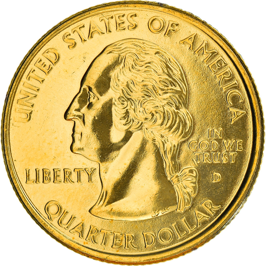 Coin, United States, Massachusetts, Quarter, 2000, U.S. Mint, Denver, golden