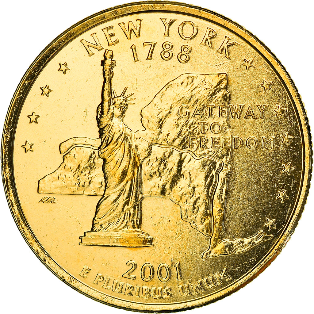 Coin, United States, New York, Quarter, 2001, U.S. Mint, Denver, golden, MS(64)